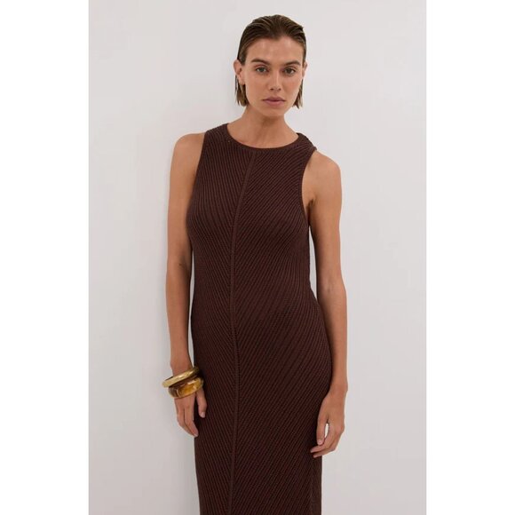 DISSH Bloom Chocolate Crochet Maxi Dress Knit Fitted Sleeveless Brown Large - Picture 2 of 14